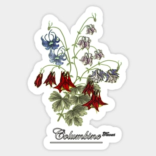 Columbine flowers-Spring Columbine Bouquet-Spring flowers-Aguilegia flowers Sticker